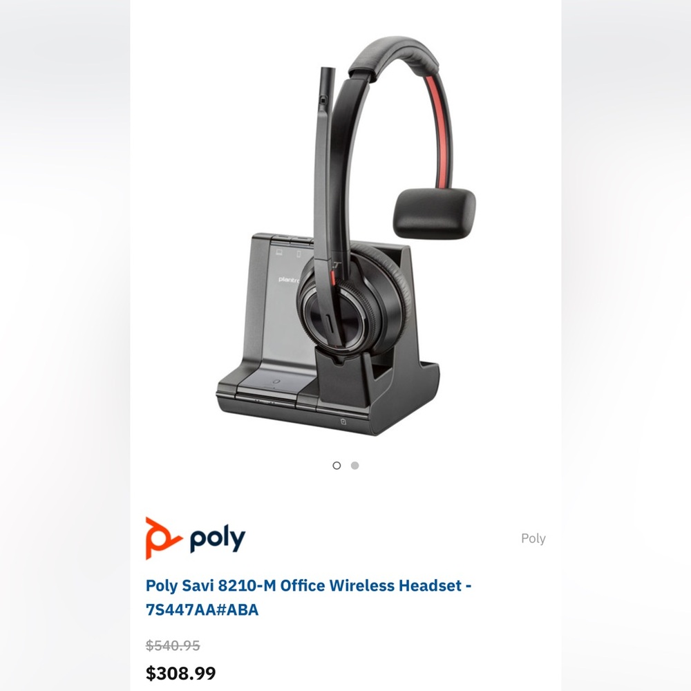 NIB POLY Plantronics SAVI 8210 W8210 Office Wireless Headset Orig $500